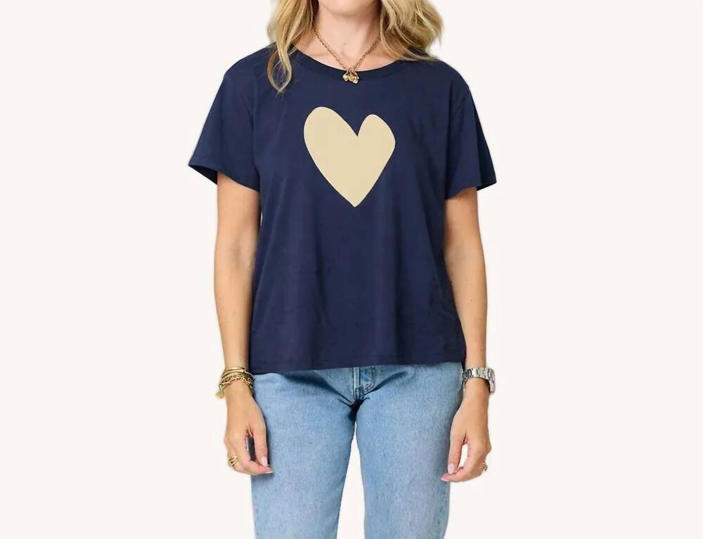 NEW KERRI ROSENTHAL suke imperfect heart tee in indigo blue cream